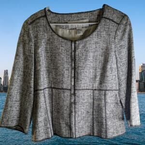 Doncaster 14 Silk Blend tweed lined 3/4 sleeve w/ metal hook closures jacket.